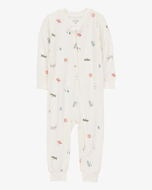 Product image 1 of Baby Camp Print Zip-Up PurelySoft Footless 1-Piece Pajamas - Ivory