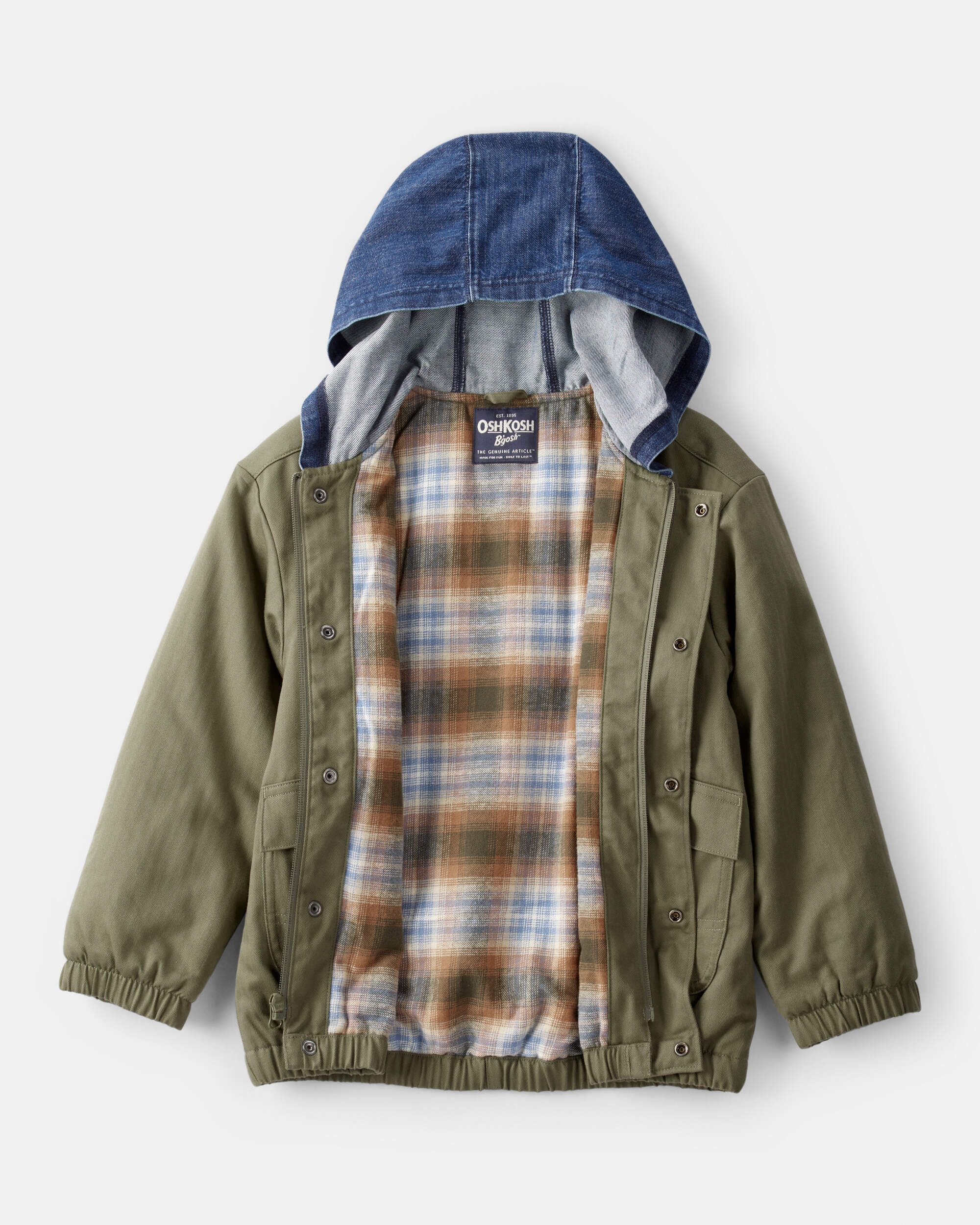 Boys Long-Sleeve Hooded Fashion Jacket - Olive - OshKosh