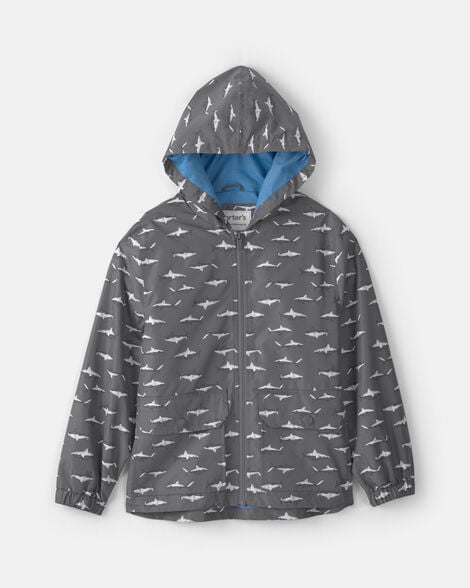 boys shark raincoat - grey