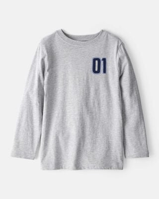 Boys Pizza Long-Sleeve Graphic Tee - Grey