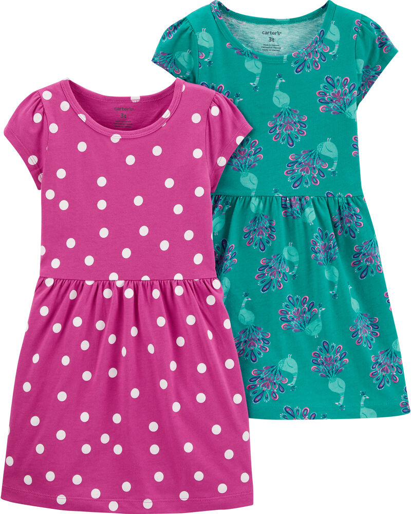 2 Pack Polka Dots Peacock Jersey Dresses Carters Com