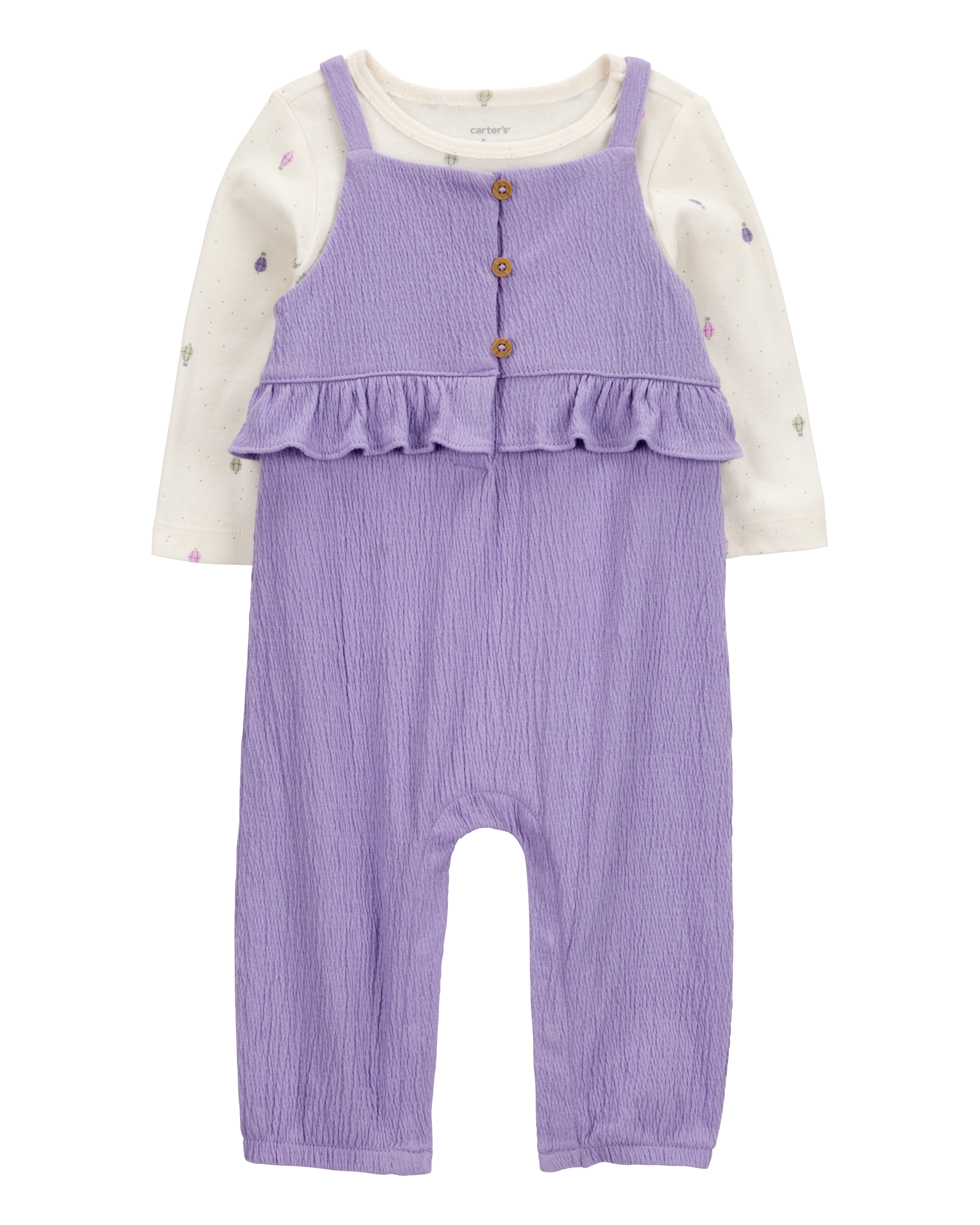 Baby 2-Piece Long-Sleeve Tee & Coverall Set - Purple