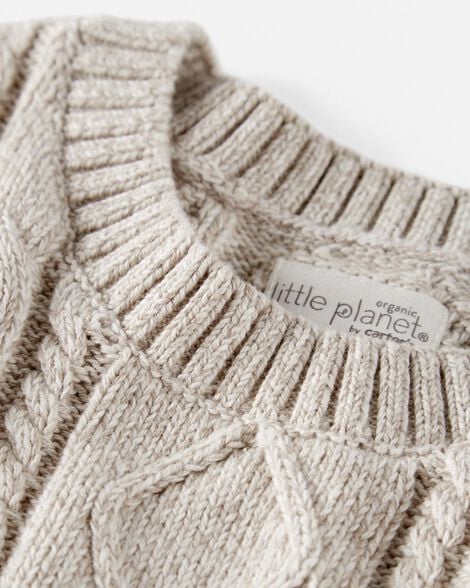Product image 2 of Kid Organic Cotton Cable Knit Sweater in Toasted Wheat