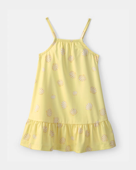toddler girl shell swim dress - yellow