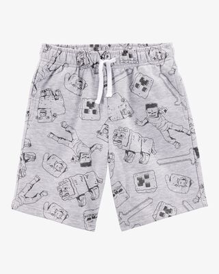 Product image 1 of Kid Minecraft Print Drawstring Shorts - Grey