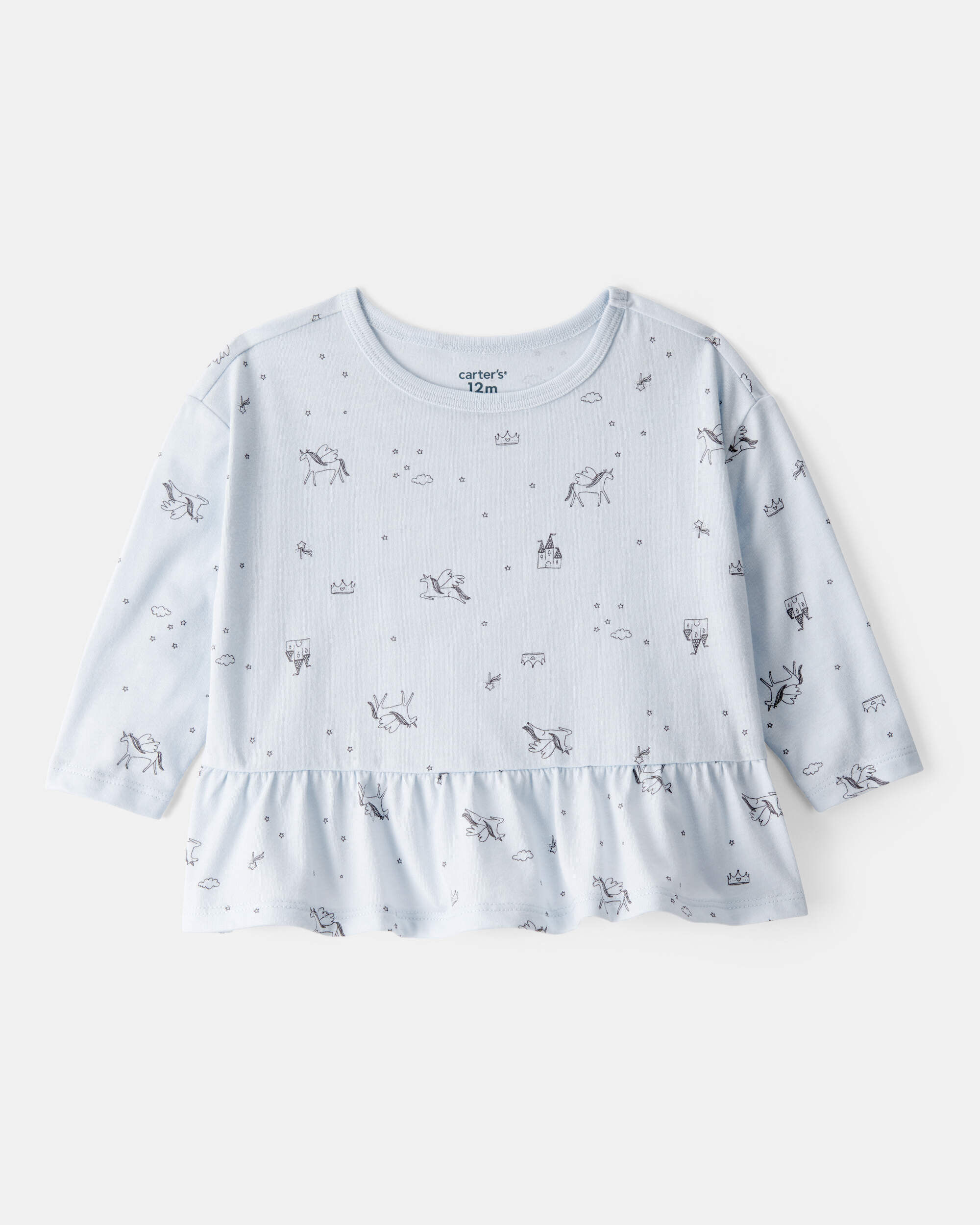 Carters baby girl unicorn print long-sleeve top 18M Blue 3$
