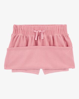 Product image 2 of Kid Ribbed Textured Drawstring Skort - Pink