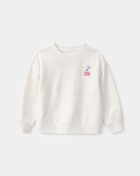 toddler girl mermaid french terry pullover sweatshirt - ivory