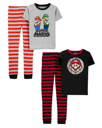 Kid 4-Piece Snug-Fit Super Mario Pajamas Set