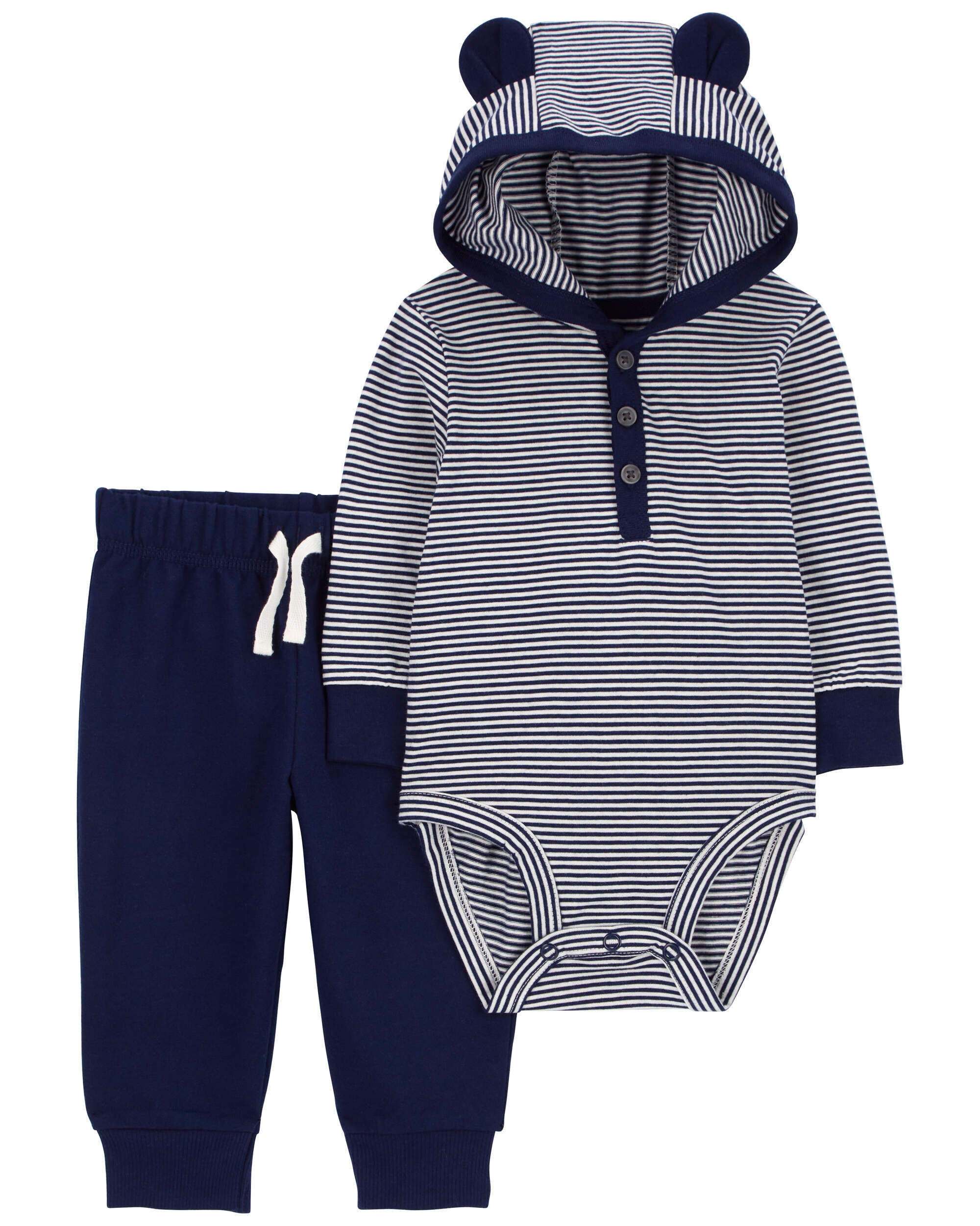 Baby 2 Piece Hooded Bodysuit Pant Set