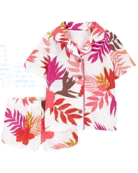 Product image 1 of Toddler 2-Piece Floral Coat-Style Loose Fit Pajama Set