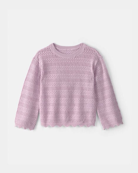 Toddler Girl Scalloped Sweater - Purple