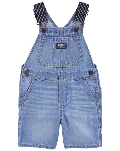 Product image 1 of Toddler Denim Shortalls: Hickory Stripe Strap Remix