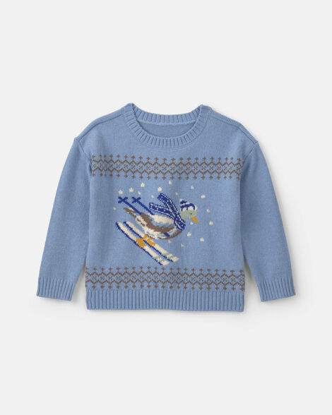 Duck Skiing Fair Isle Sweater - Blue
