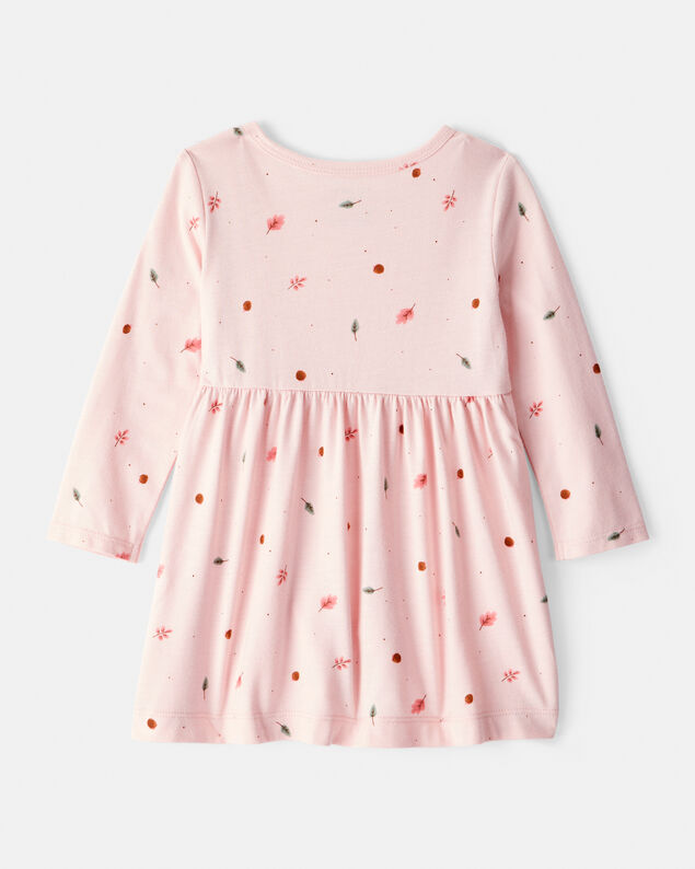 Product image 2 of Baby Girl Leaf Print Long Sleeve Dress - Pink