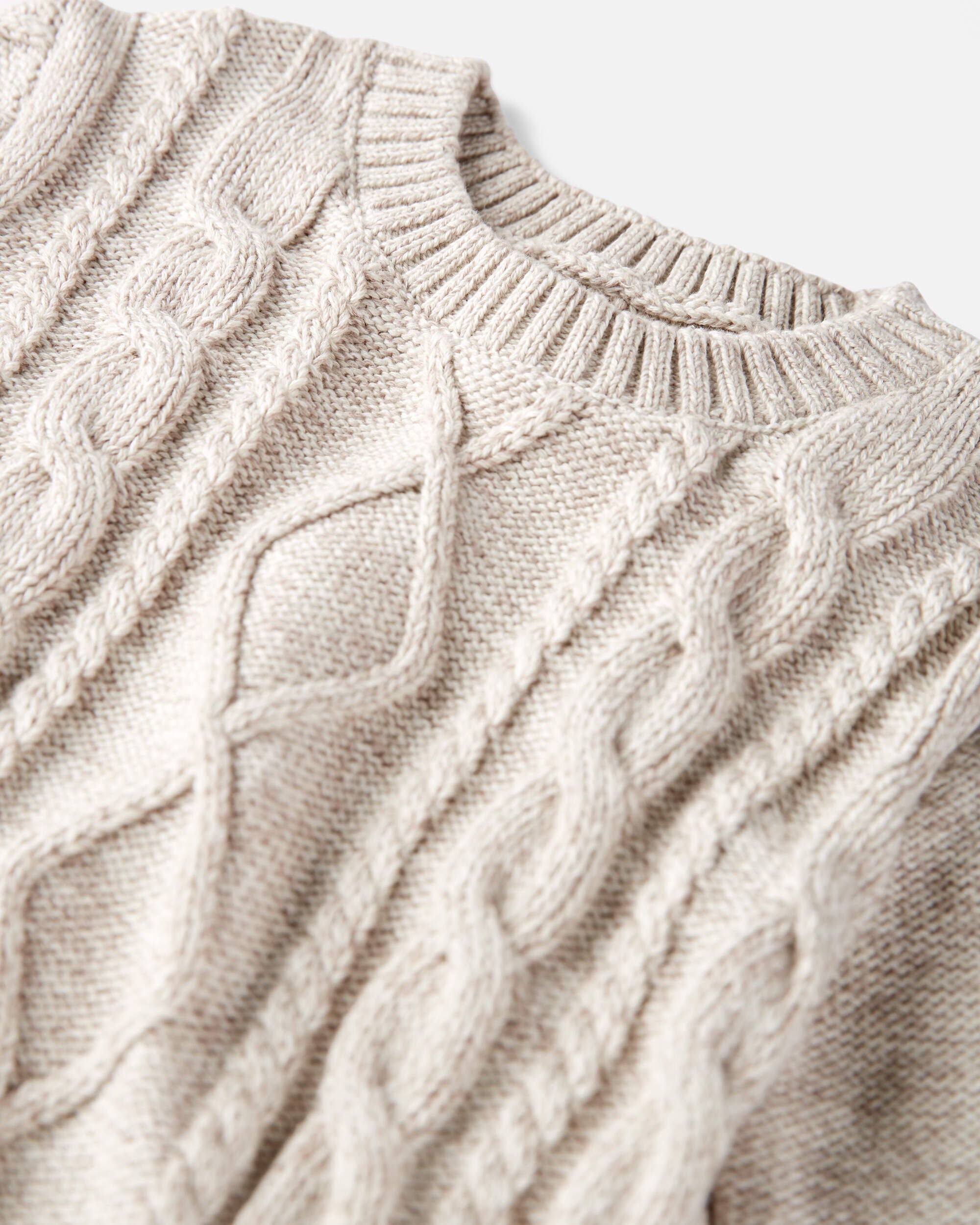 Toddler Organic Cotton Cable Knit Sweater in Toasted Wheat