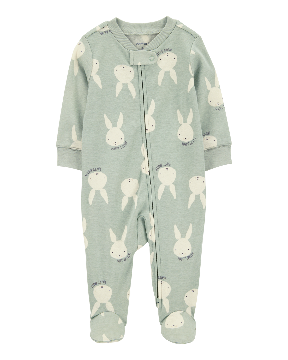 Baby Bunny 2-Way Zip Cotton Sleep & Play Pajamas - Green
