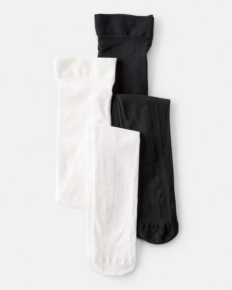 girls 2-pack tights - black/white