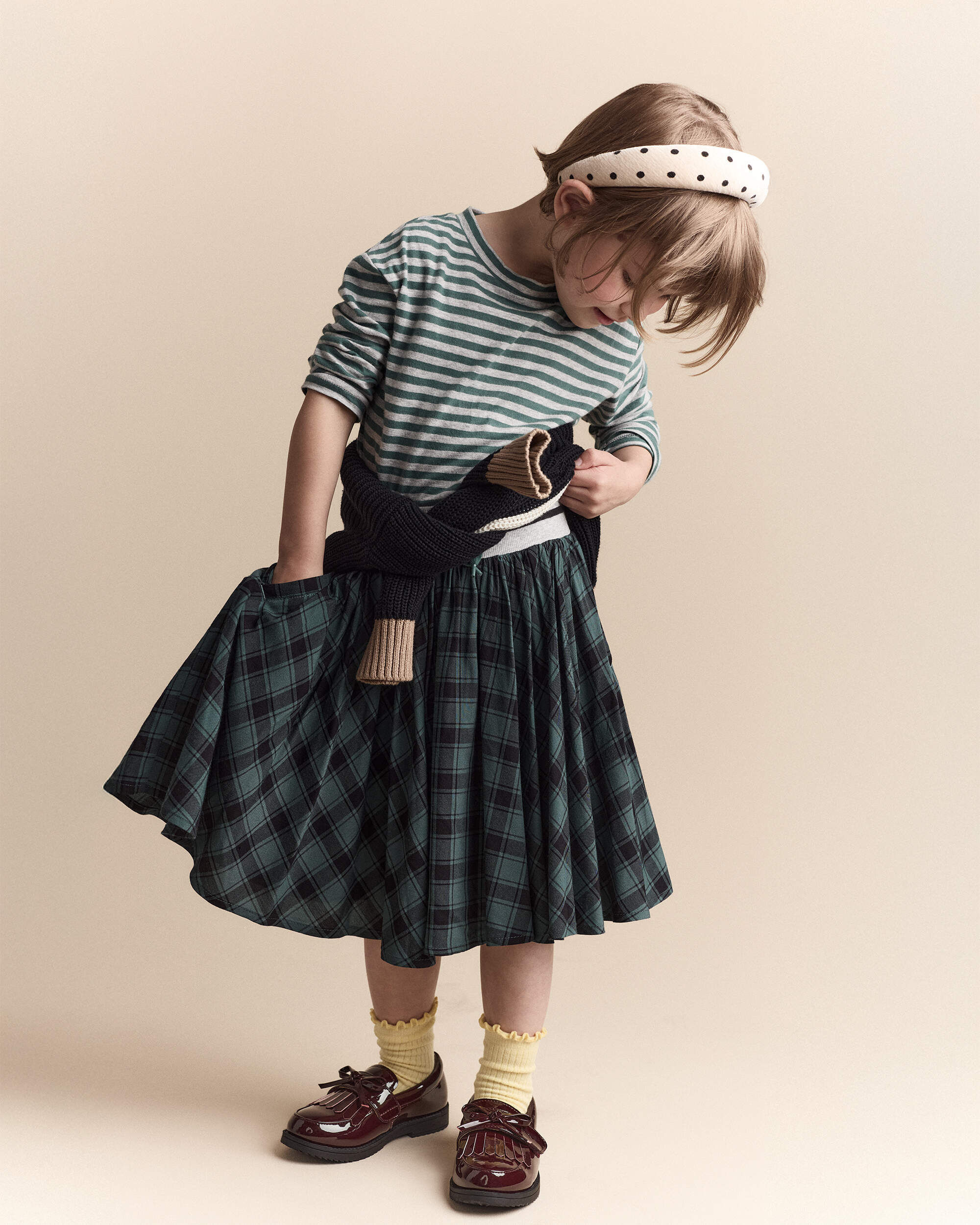 Toddler Girl Avenue Twirl™ Midi Skirt Plaid - Green/Black