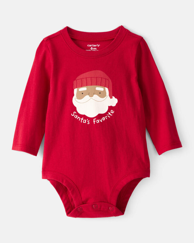 Product image 1 of Baby Santa's Favorite Cotton Graphic Bodysuit - Red