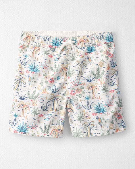 Boys Recycled Swim Trunks in Tropical Paradise