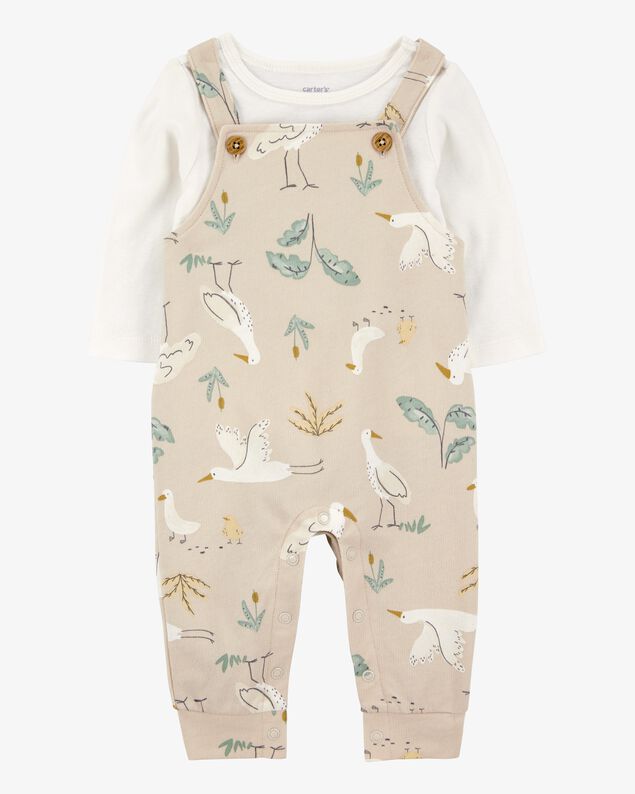 Product image 1 of Baby 2-Piece Bird Print Long-Sleeve Tee & Overall Set