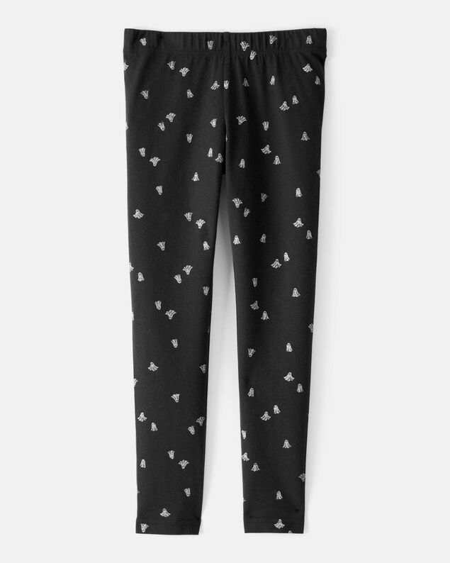 Product image 2 of Kid Cotton Halloween Ghost Stretch Leggings - Black