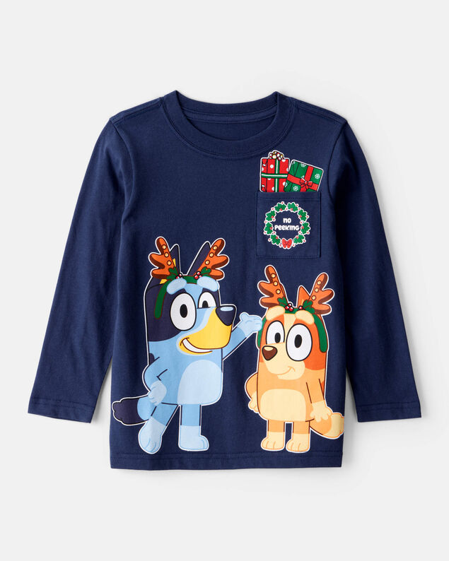 Product image 1 of Toddler Boy Christmas Bluey™ Long-Sleeve Graphic Tee - Navy