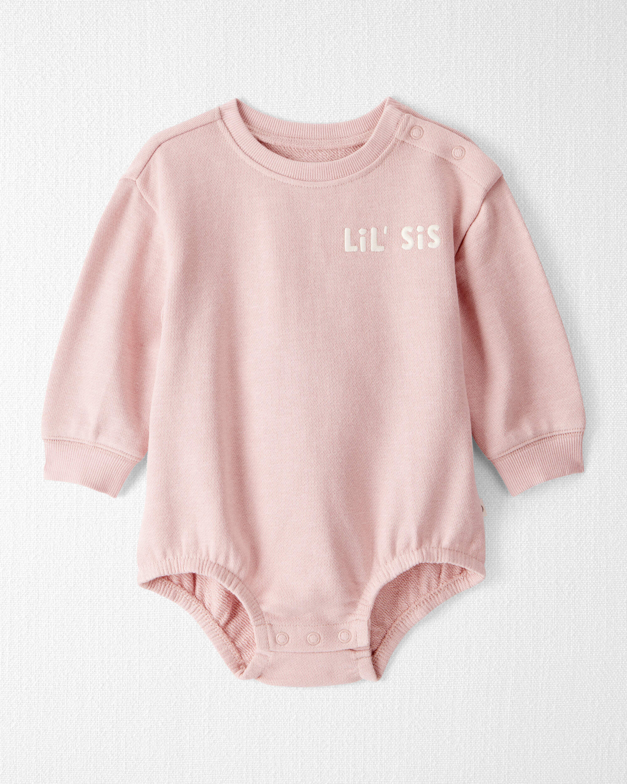 Little Planet Baby Girl Organic Cotton Lil Sis Bubble 12M Perfect Pink