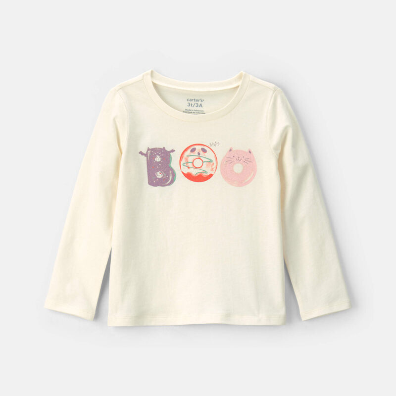 Toddler Girl 'Boo' Halloween Long-Sleeve Graphic Tee - Cream