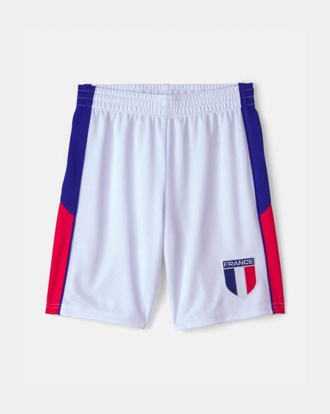 kids umbro france mesh soccer shorts - blue/red/white
