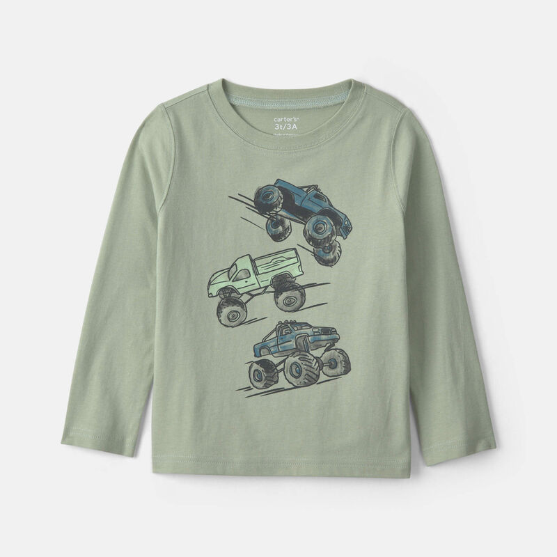Toddler Boy Monster Truck Long-Sleeve Graphic Tee - Green