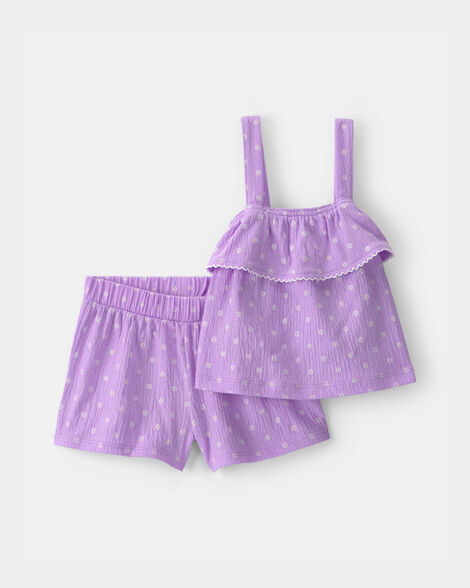 baby girl 2-piece ruffle tank top & short set - purple