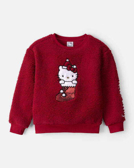 girls hello kitty® sherpa pullover sweatshirt - red