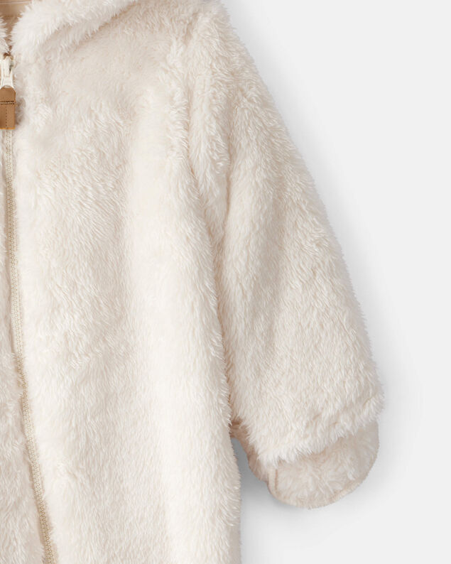 Product image 2 of Baby Sherpa Hooded Long-Sleeve Jumpsuit - White