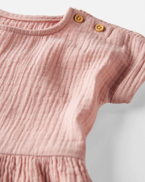  Product image 3 of Toddler Organic Cotton Gauze Dress in Pink