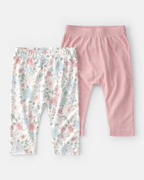 baby girl 2-pack butterfly garden purelysoft pants - pink