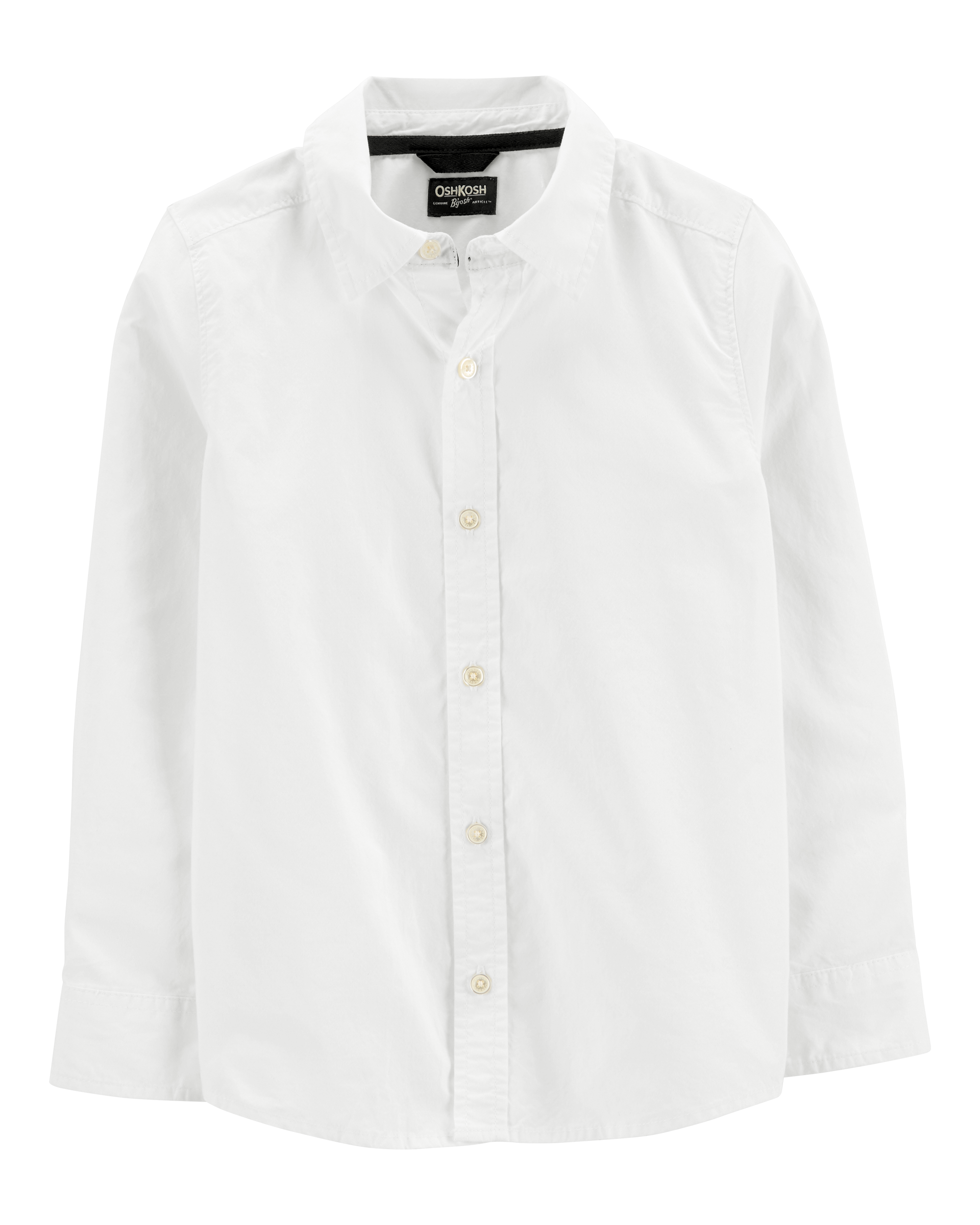 Boys Long Sleeve Button-Front Uniform Shirt - White