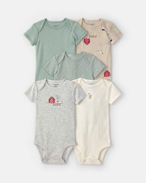 baby 5-pack farm animal short-sleeve multipack bodysuits