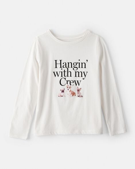 Girls Crew Long-Sleeve Graphic Tee - White