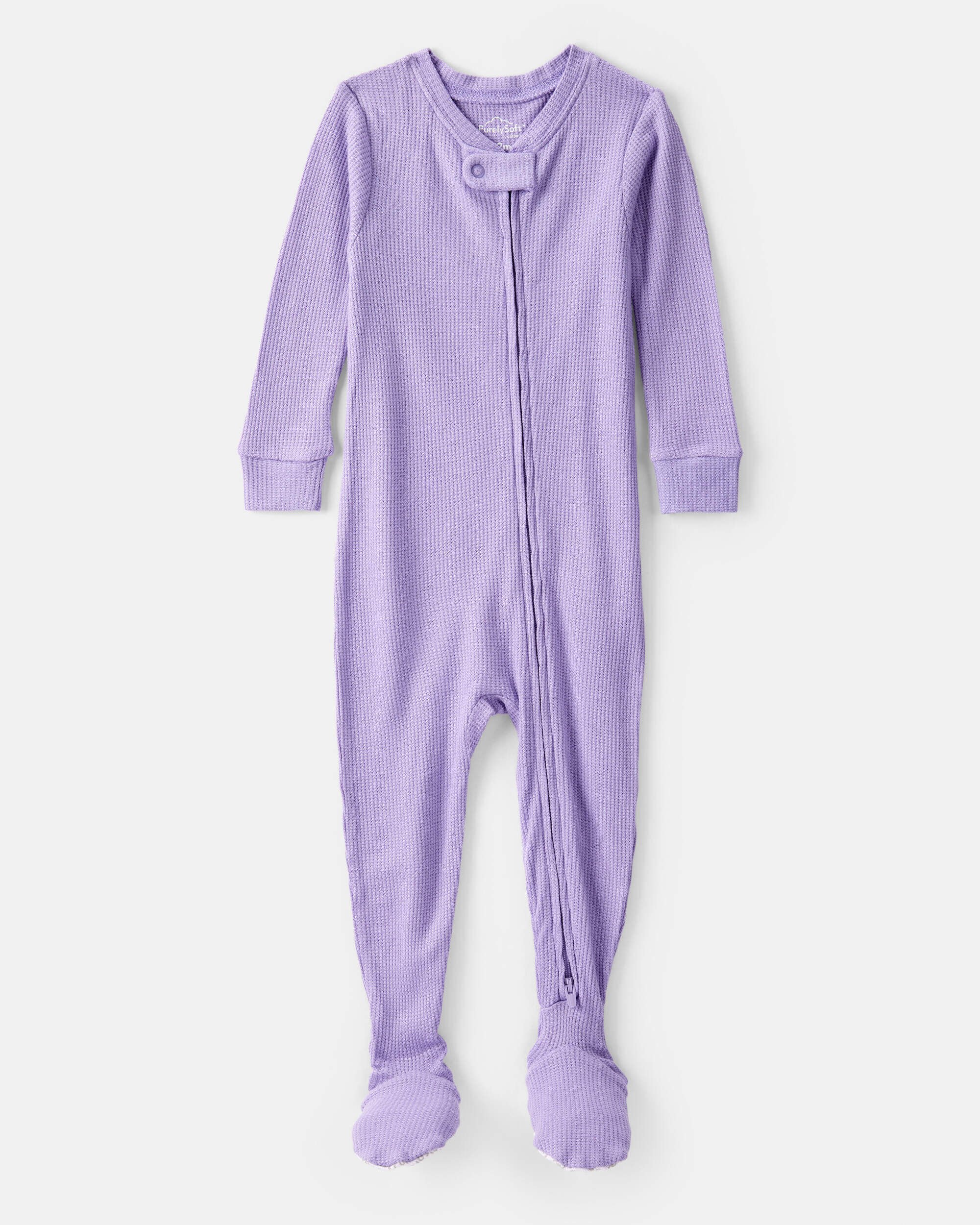 Baby Girl PurelySoft Long-Sleeve 2-Way Zip 1-Piece Pajamas - Purple
