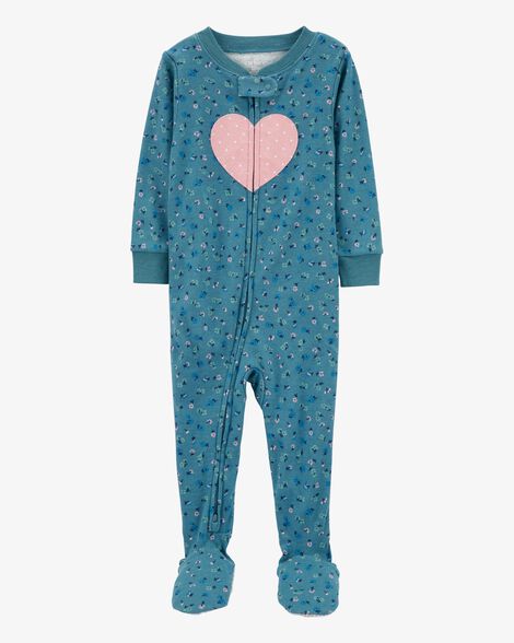  Product image 1 of Toddler 1-Piece Heart 100% Snug Fit Cotton Footie Pajamas