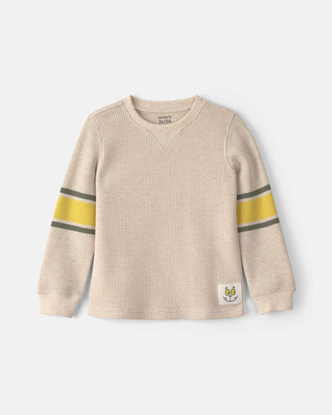 toddler boy striped thermal long-sleeve t-shirt - cream