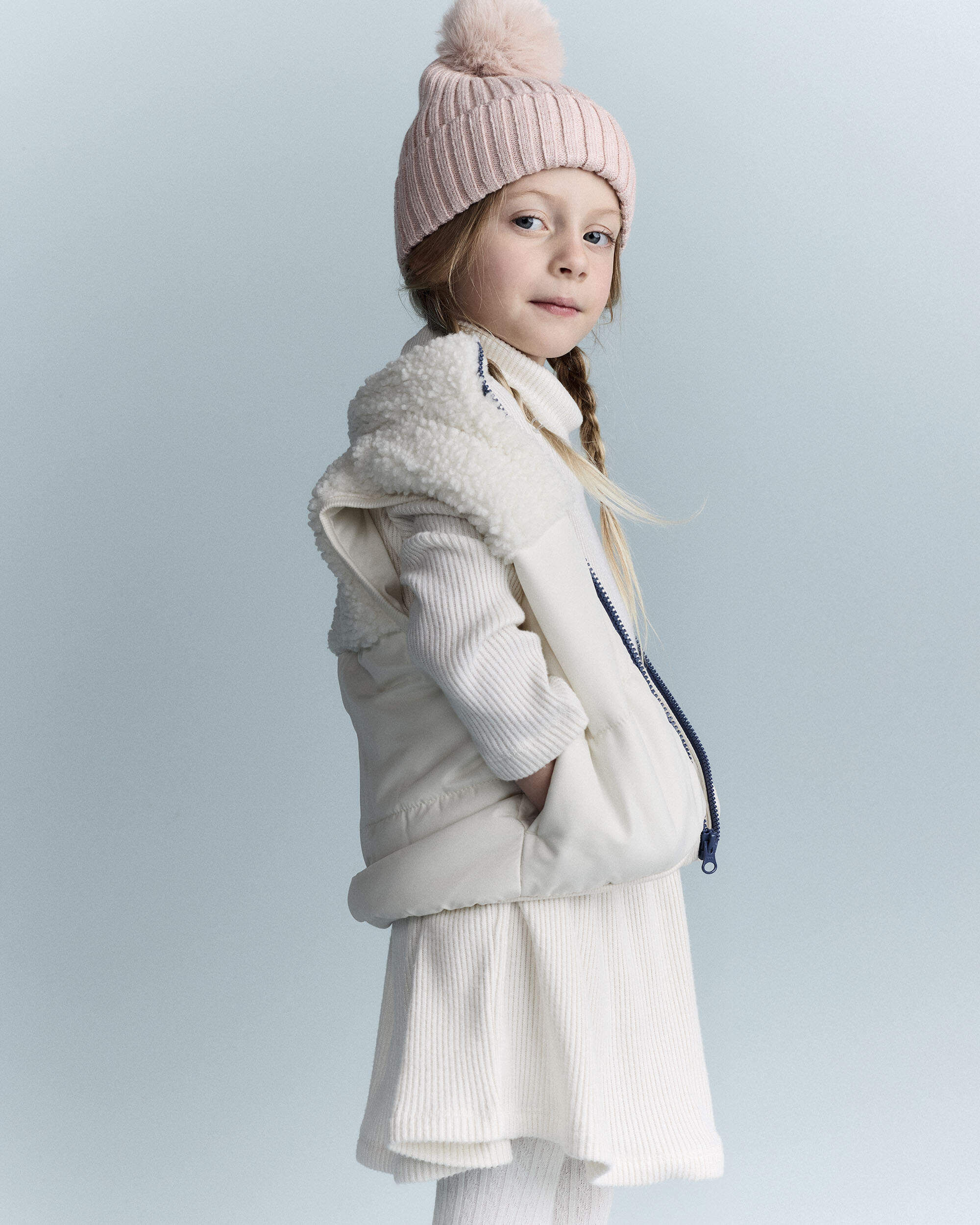 Otter Avenue Toddler Sherpa Ski Puffer Vest 12M Cream 18$