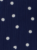 Navy - Baby Polka Dot Chiffon Crinkle Short-Sleeve Dress - Navy, Selected