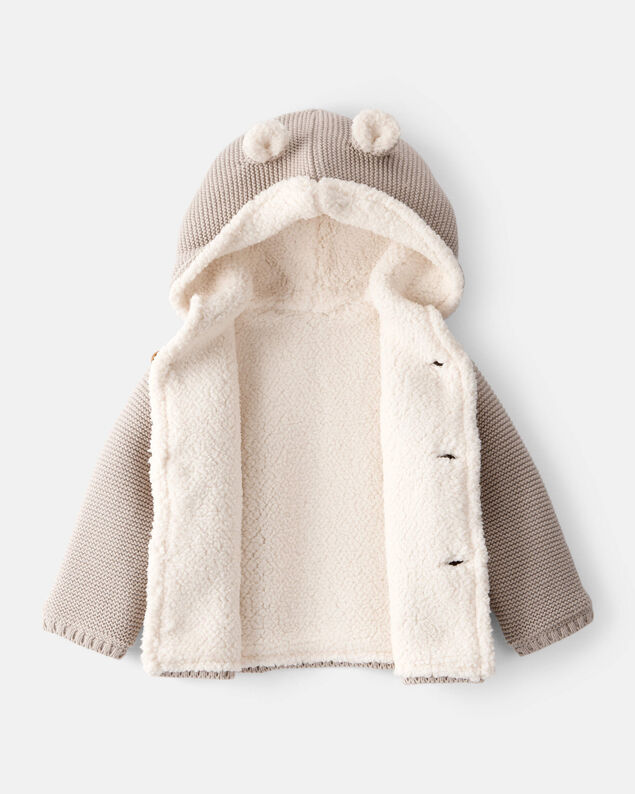 Product image 2 of Baby Sherpa Lined Cotton Long-Sleeve Sweater - Brown