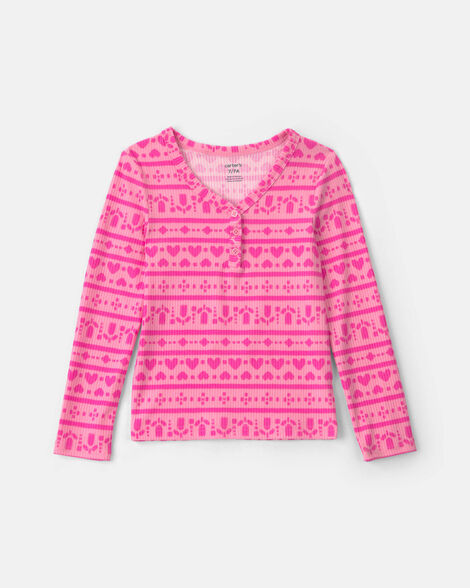 girls heart heart long-sleeve top - pink