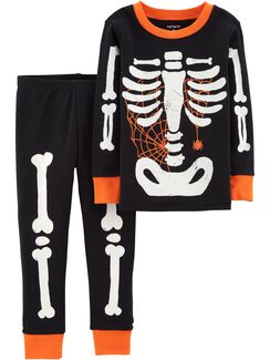 2 piece glow in the dark halloween snug fit cotton pjs