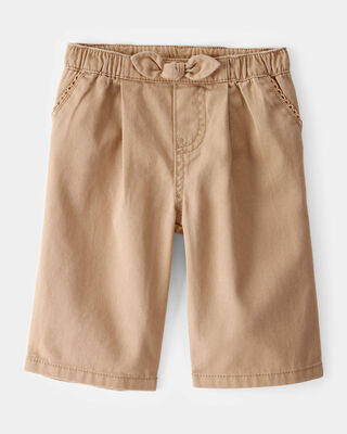 Product image 1 of Baby Twill Bow-Tie Wide Leg Shorts - Taupe