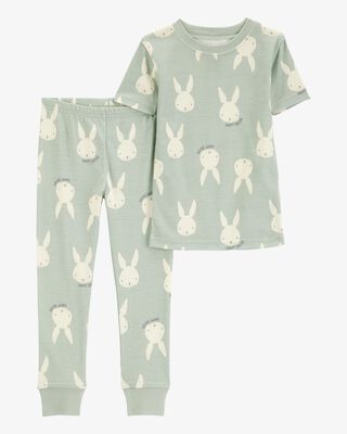 Product image 1 of Toddler Bunny Print Easter Snug Fit Cotton 2-Piece Pajamas - Green